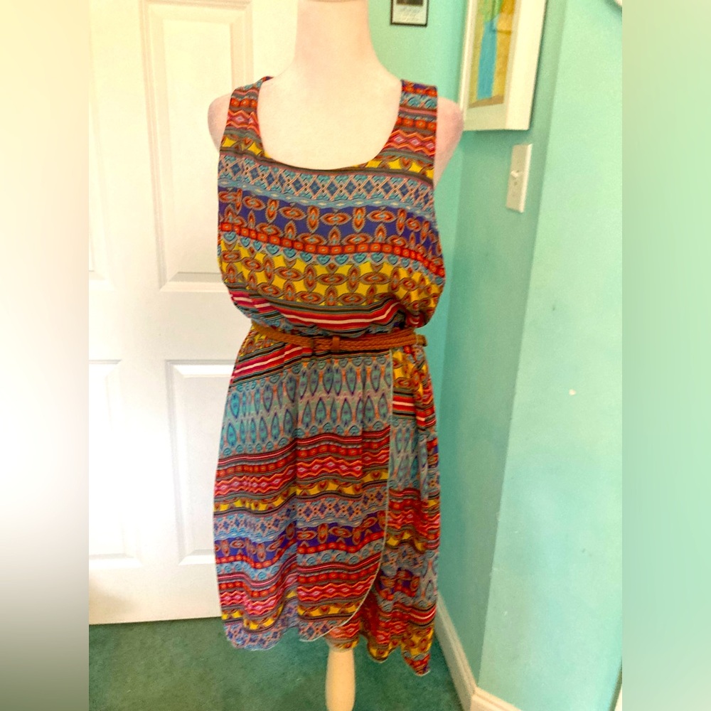 Love Reign Multicolored Geometric Pattern Sleeveless Dress